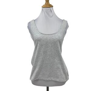 Topshop Tank Top Womens 0-2 Heather Gray Knit Scoop Back Bow Tie Cotton Blend